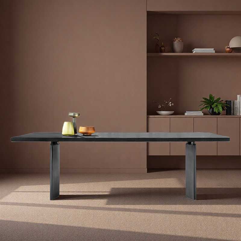 Bureau rectangulaire simple à utiliser à la maison pour étudier, Noir, H 29,53 po x l 86,61 po x P 39,37 po