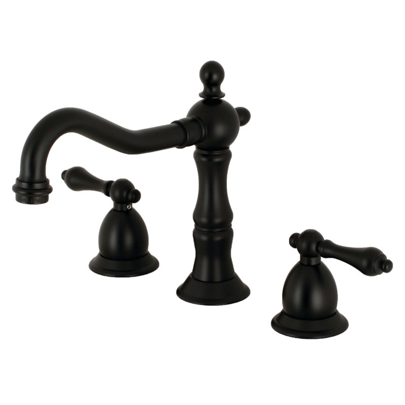 Robinet de salle de bain espacé avec ensemble de bonde Heritage, Noir mat