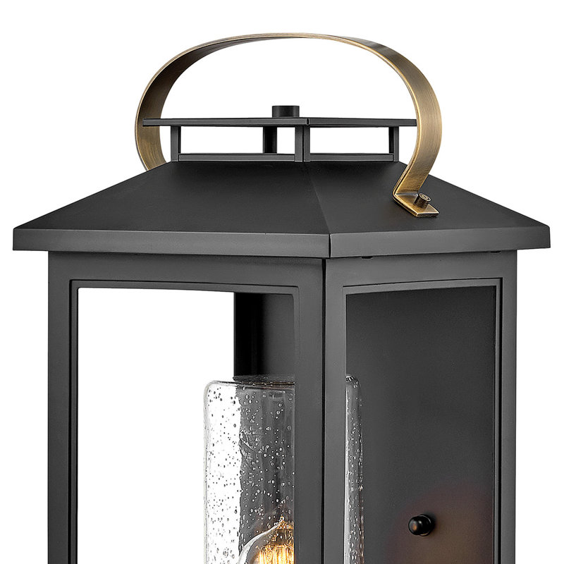 Atwater Seeded Glass Outdoor Wall Lantern, 20.5" H x 9.5" W x 10.3" D, Black, Black