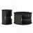 Mid-Century Modern Coffee Table Set with Sliding Tambour Door and Round End Table with Storage, Fluted Design & Golden Handles, Set of 2 Living Room Tables-217257714