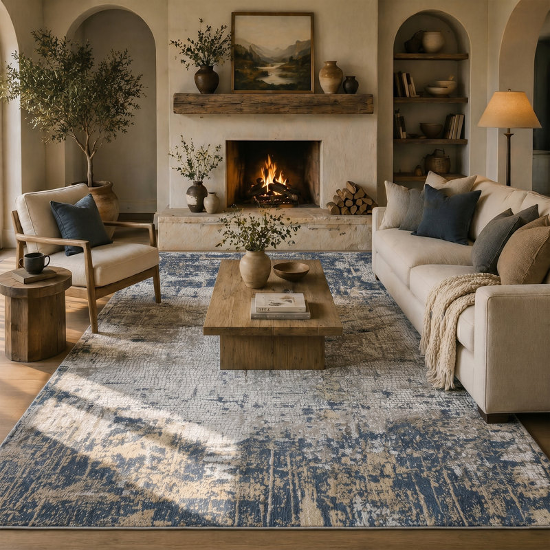 Brazell Abstract Indoor Rug, Rectangle 5'3" x 7'6"