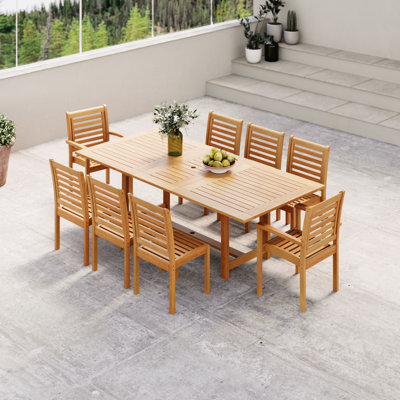 Ensemble repas d'extérieur en bois 9 pièces Amazonia FSC