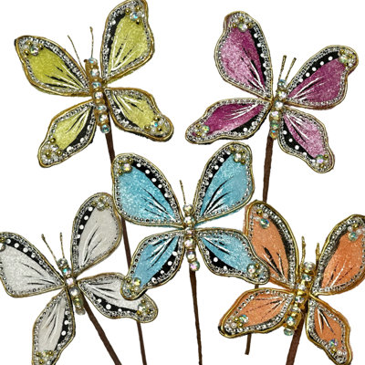 Jeweled Butterly Stem 5"