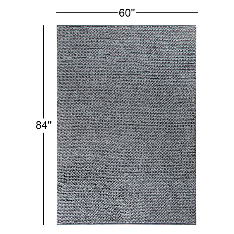 Tapis gris crocheté à la main Kiersten, Rectangle 5 pi x 7 pi