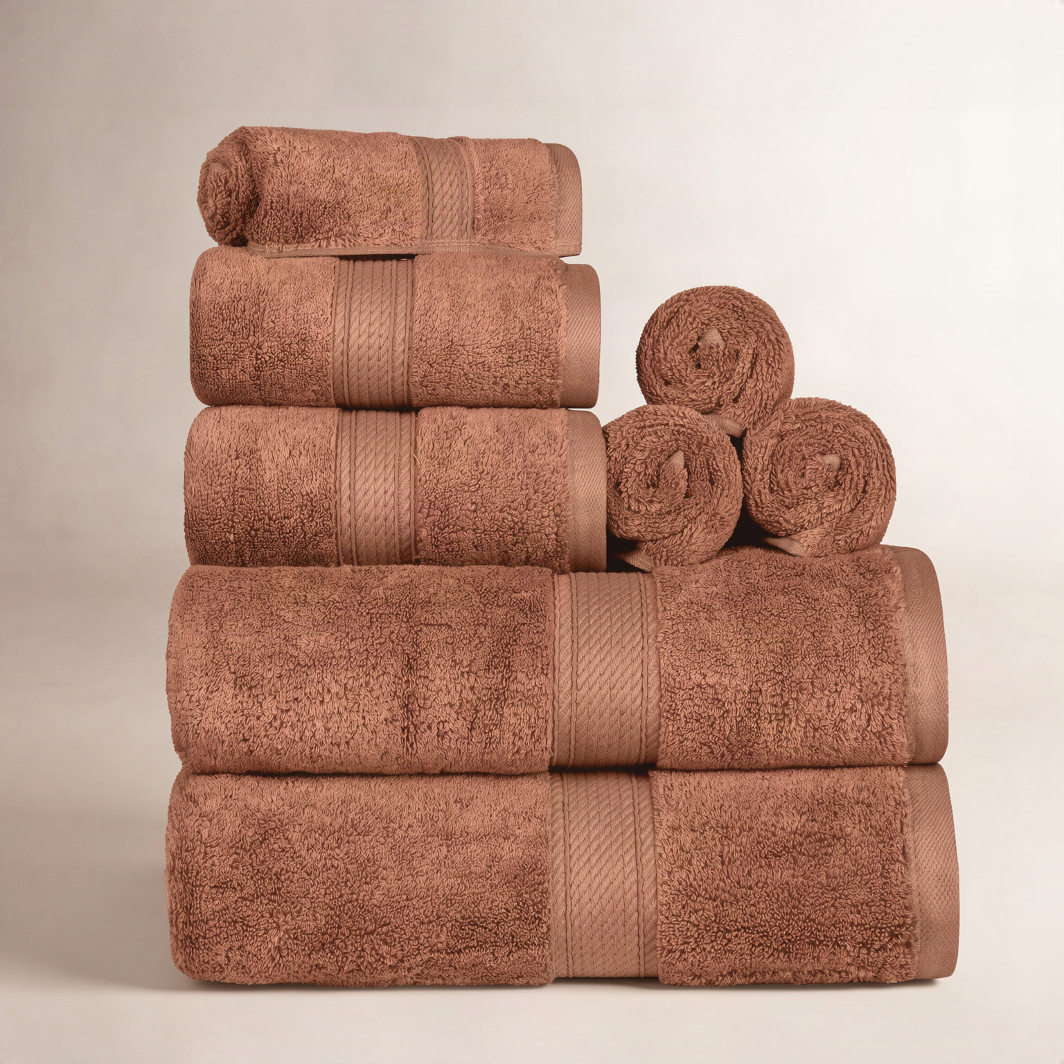 Renata 8-Piece Egyptian Cotton Towel Set, Rust