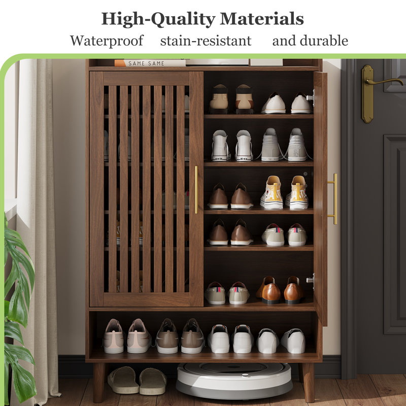 24 Pair Shoe Storage, Brown Wood