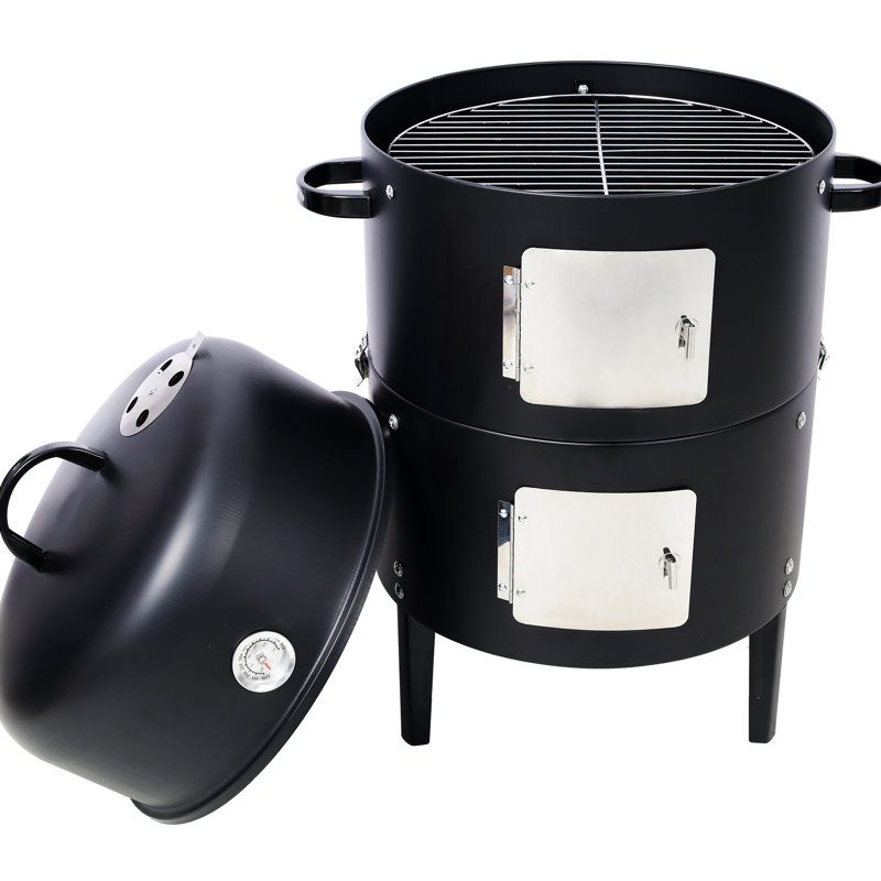 Fumoir barbecue en acier avec alimentation en air réglable et fabrication pour le plaisir en plein air Barbecue robuste de 17 pouces Gestion améliorée de la température