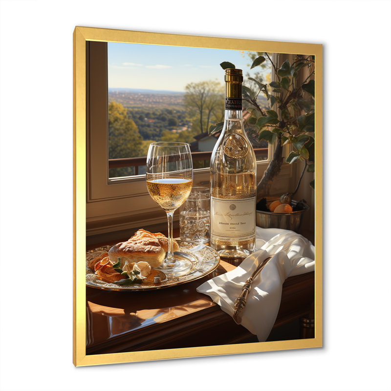 Breloque vin champagne - décoration murale vin champagne, Cadre doré simple, H 32 po x l 16 po x P 1 po