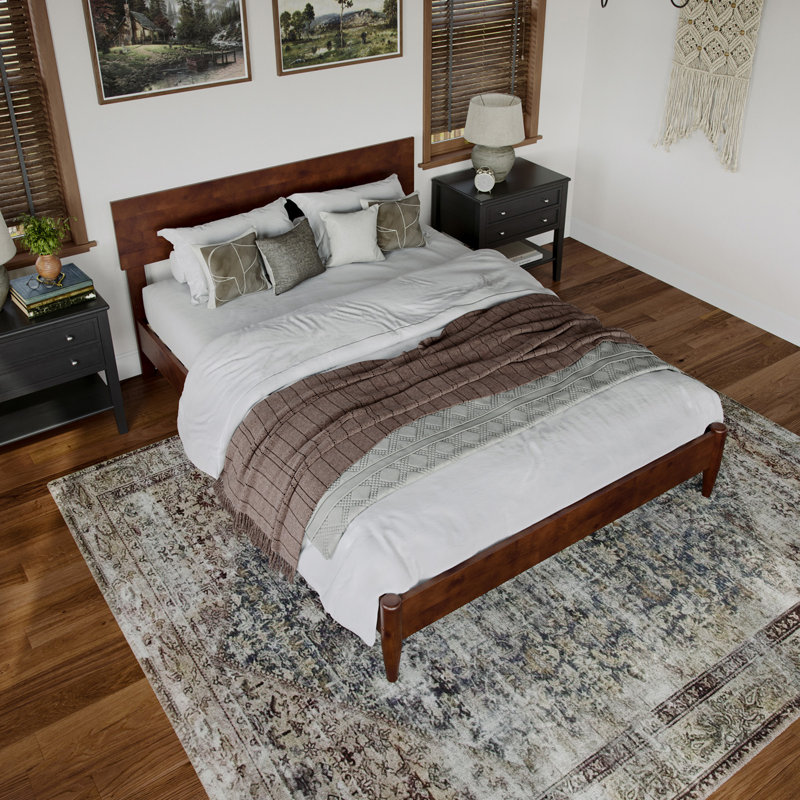Amandaleigh Solid Wood Panel Bed, Full, Walnut