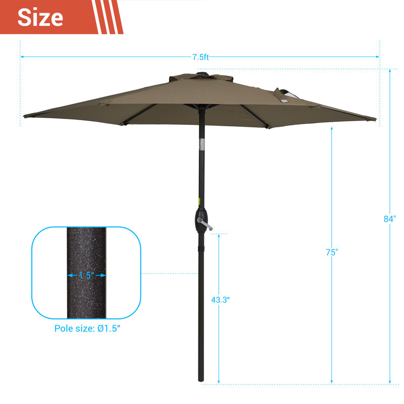 Parasol Sawyer, Taupe, 84.6" H x 90" W x 90" D
