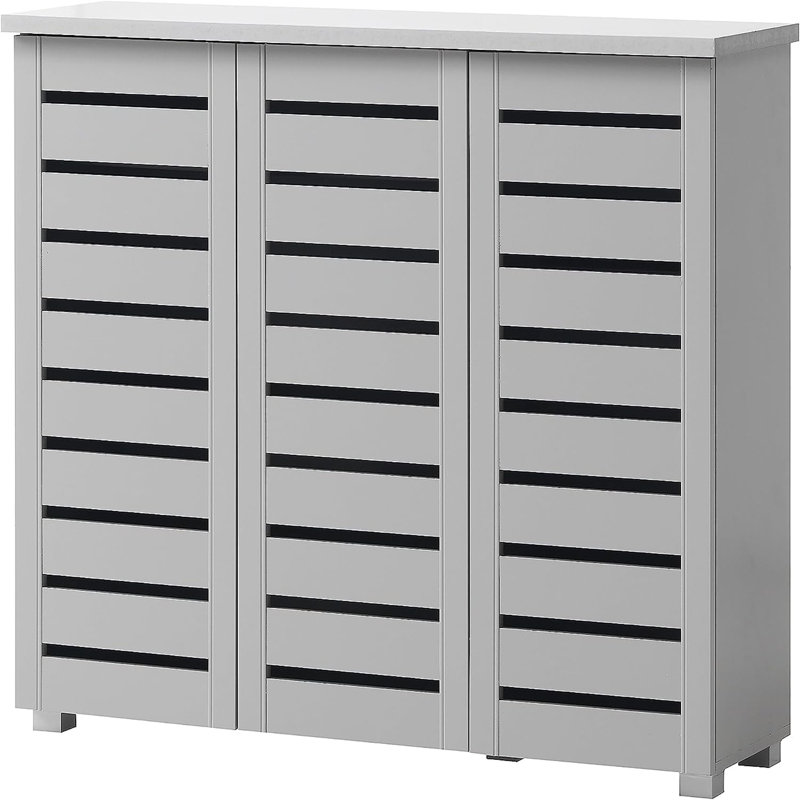 Borchers 15 Pair Shoe Storage Cabinet, Grey