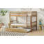 Lit simple superposé en bois d'hévéa simple avec lit gigogne, convertible en 2 lits simples, lit superposé simple avec échelle et barrières de sécurité