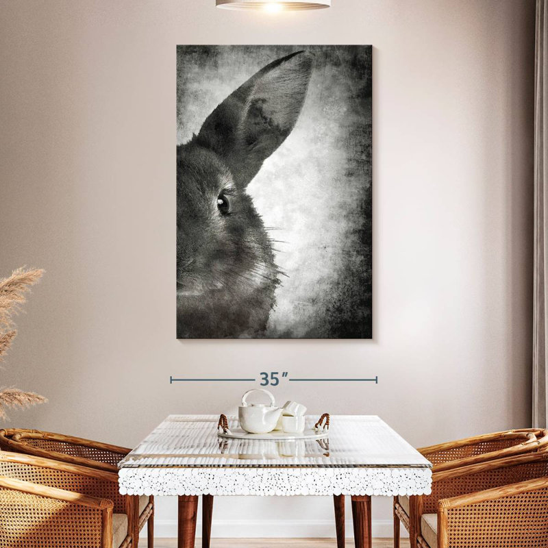 Visage de lapin Brampt noir et blanc, H 51 po x l 34 po
