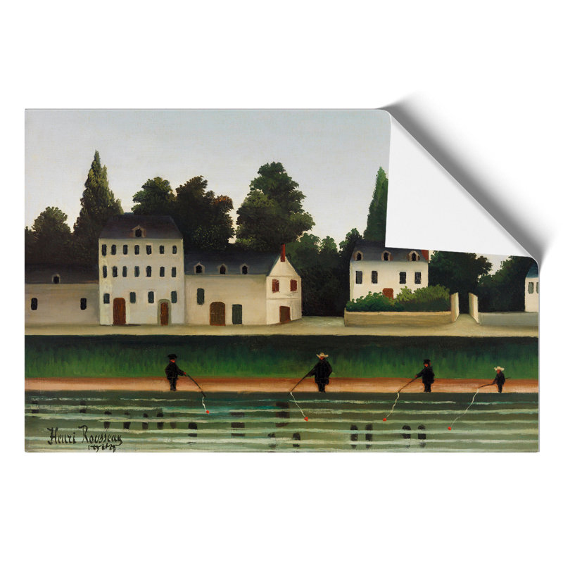 Landscape and Four Fisherman by Henri Rousseau - Unframed Painting, 42cm H x 59cm W x 0.1cm D