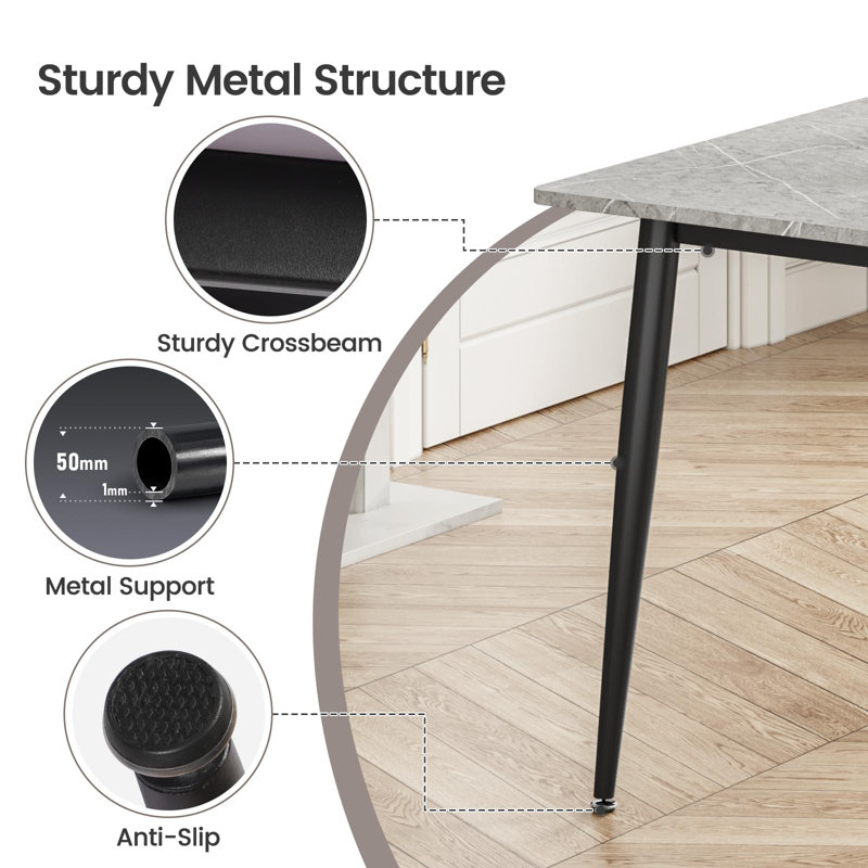 Dining Set, Grey / Black, Black
