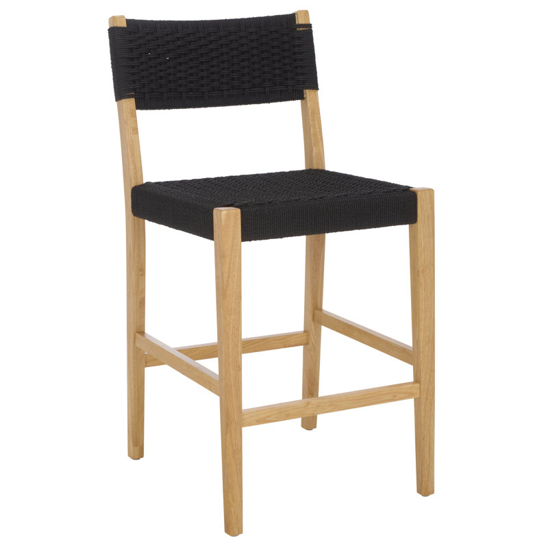 Tabouret de comptoir tissé Dutton, Noir/naturel