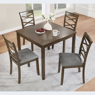Elegant 5-piece Wooden Dining Table Set with 4 Chairs, Dining Table Set for 4 People, Modern 4 Person Dining Table Set for Living Room, Kitchen and Di