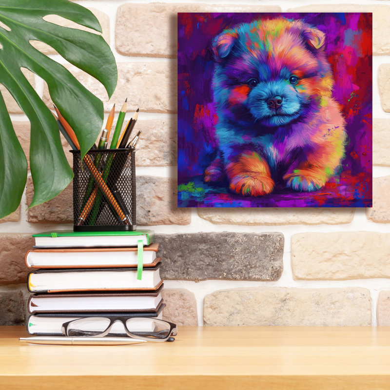  «Woof Chow Chow» par Rich Monet, art mural sur toile, 12 po x 12 po, H 12 po x l 12 po