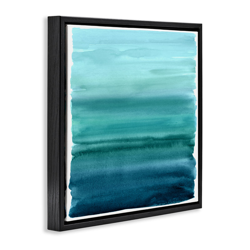 Cadre flottant dégradé turquoise, design par Allie Corbin, Cadre flottant noir de jais, H 18 po x l 18 po