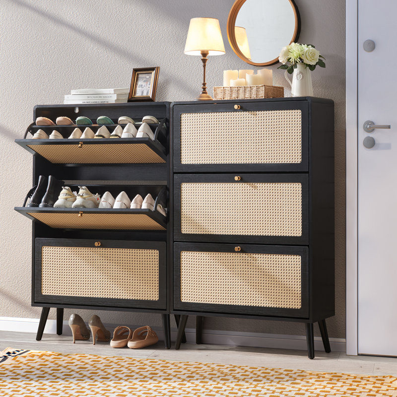 Armoire de rangement pour chaussures 24 paires (ensemble de 2), Noir / brun