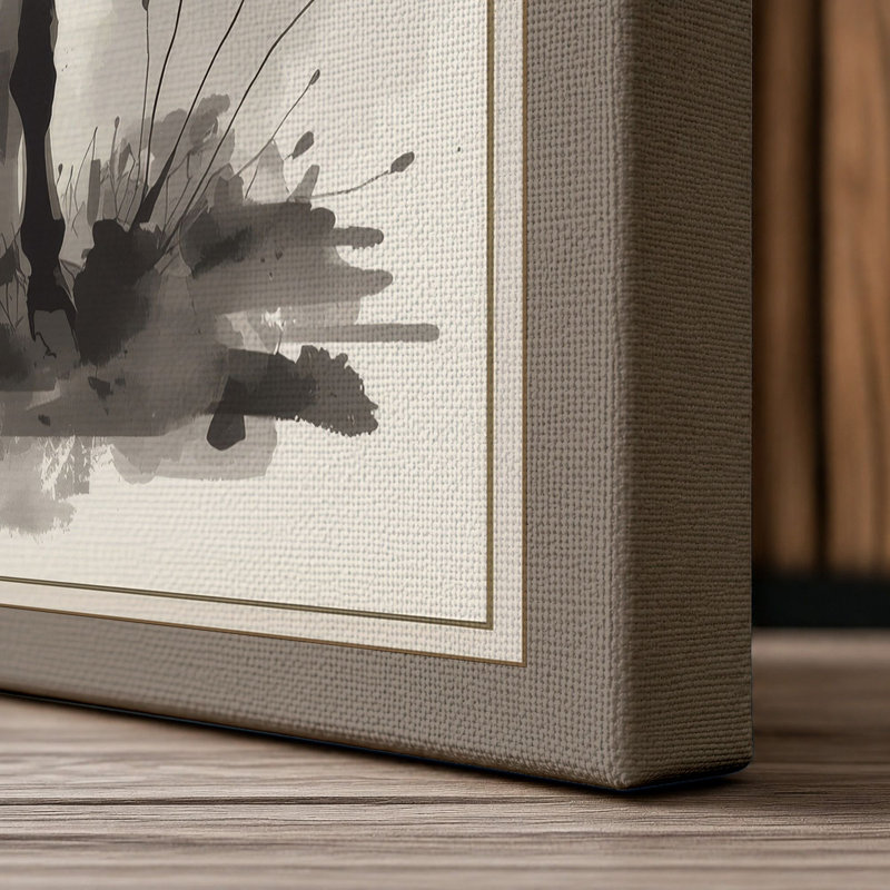 Defiant Donkey Japandi - Wrapped Canvas, 36x24 - 91.4 x 61.0 cm, Taupe Border