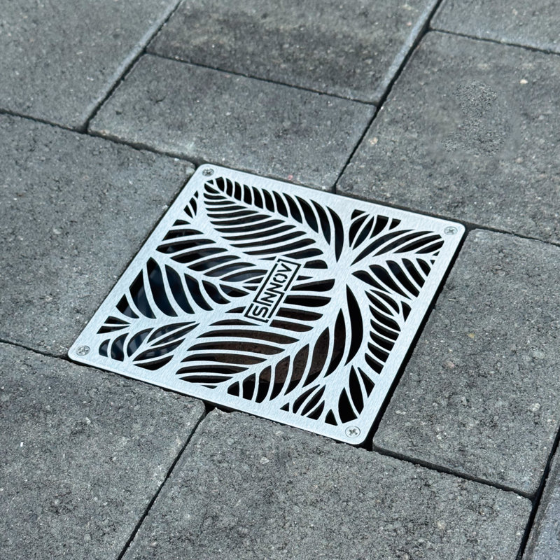 6 In. Premium Stainless Steel Heavy Duty Square Paver Drain Grate For Multiple Pipe Sizes - Drainage Cover Made In Usa