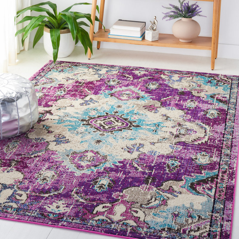 Oriental Area Rug in Lavender/Light Blue