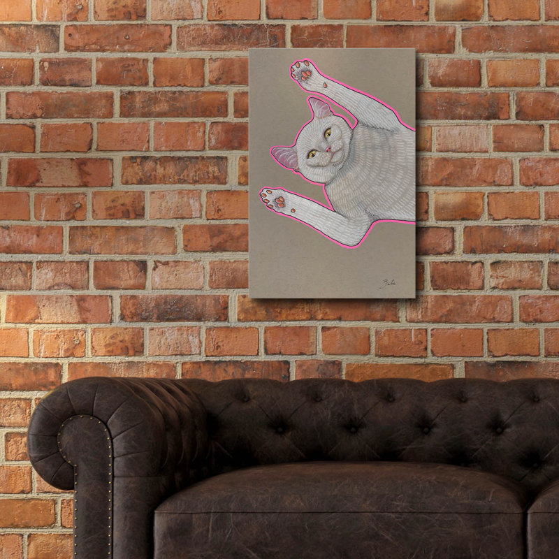  «Pink Cat Play» par Bebe Keith, art mural en verre acrylique, 16 po x 24 po, H 24 po x l 16 po