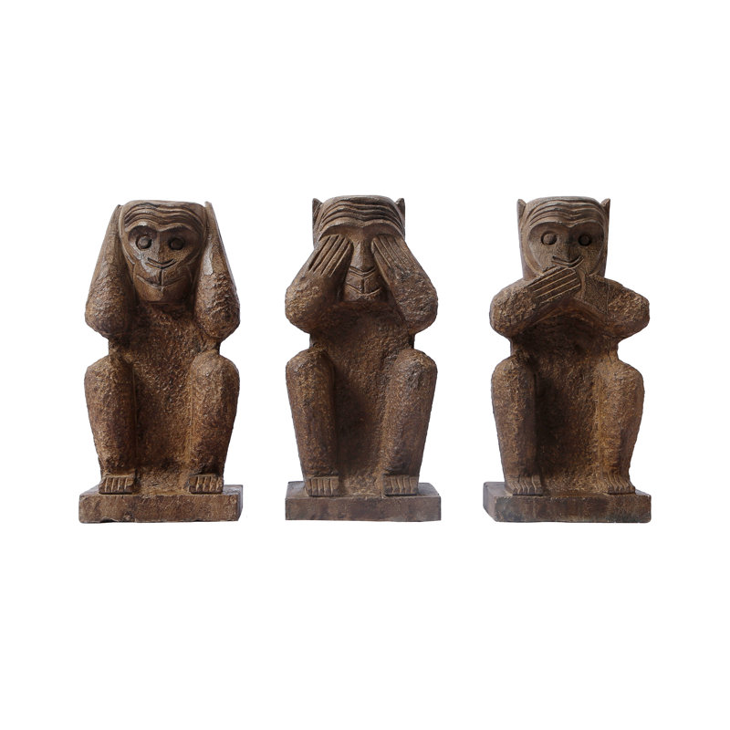 Handmade Animals Decorative Object, 8.20" H x 4.30" W x 2.70" D, Brown