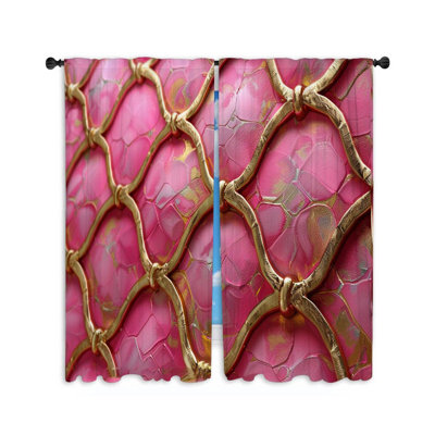 Chainlink Texture Visual Room Darkening Curtain Pair
