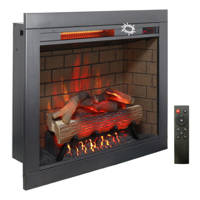 Foyer électrique infrarouge encastré de 71 cm (28 pouces) avec ensemble de finition amovible, panneau de commande tactile, foyer sans fumée avec crépitement, chauffage d'appoint de 1500 W pour la décoration intérieure