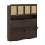 Lit escamotable horizontal simple avec combo bureau, tablette de rangement et armoires, lumières DEL-126048807