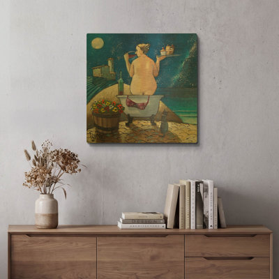 Salle de bain n° 2 de Ronald West, tableau mural en métal doré, 61 cm x 61 cm