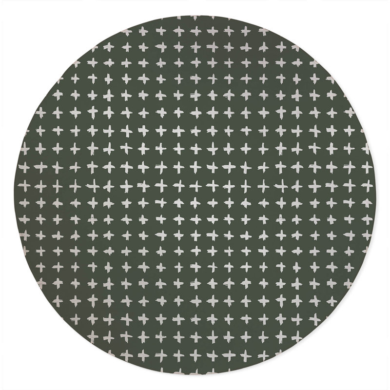 Check Non-Slip Outdoor Rug, Round 5'