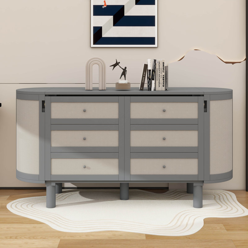 Lit escamotable avec rangement caché et décor tissé tendance, gris, Double