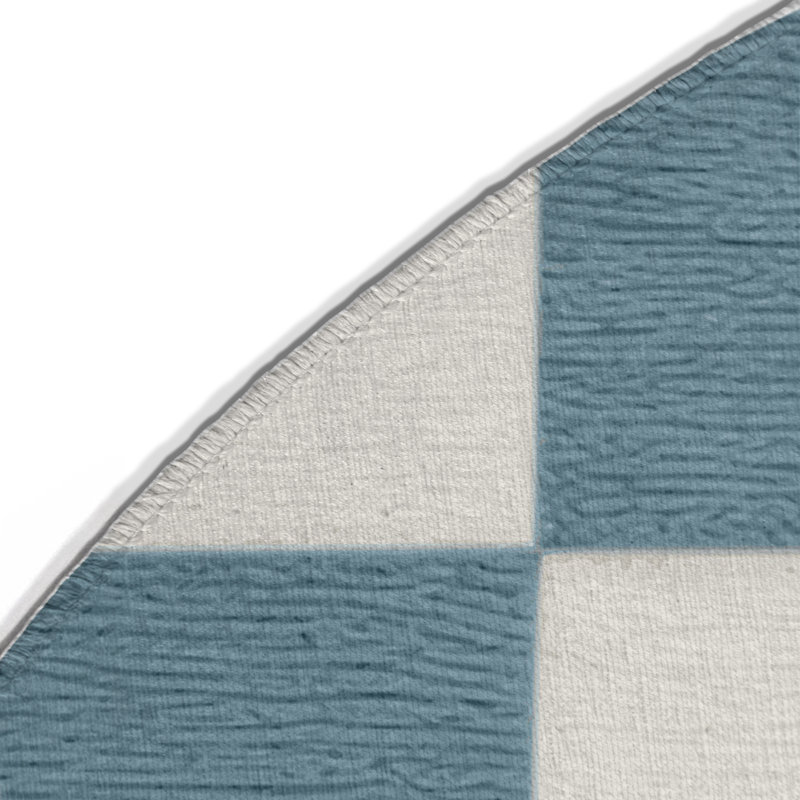 Tapis d'intérieur et d'extérieur à carreaux beige, Rond 5 pi