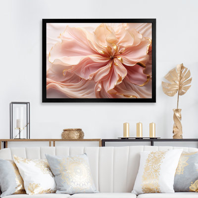 Impression sur toile de fleurs liquides liquides tendres en blanc et rose clair - formes abstraites