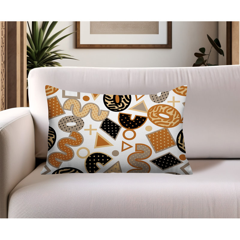 Coussin lombaire intérieur / extérieur Trixel, Rectangle H 18 po x l 25 po, Orange