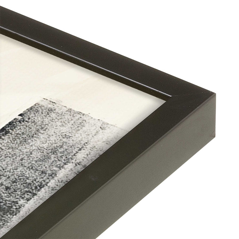 Imprimé charbon de bois Whisper II, H 25 po x l 19 po, Cadre noir satiné