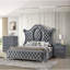Commode glamour à 5 tiroirs (1 pièce), façades de tiroirs capitonnées en velours, poignées de tiroir en faux cristal, mobilier de chambre