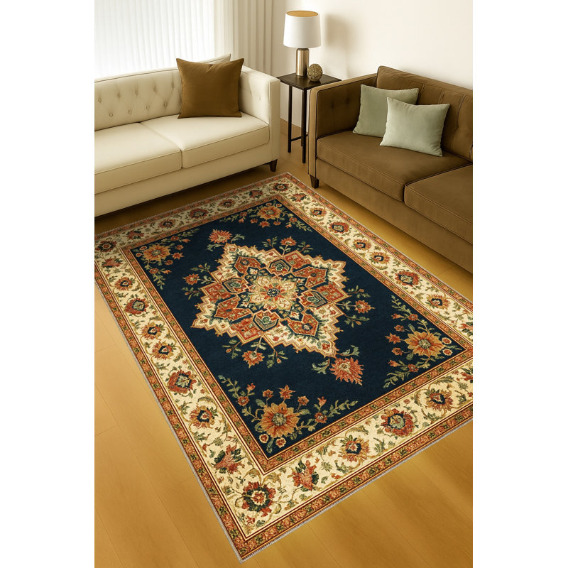 Tapis blanc tissé à motif lavable Mosso, 4'7" x 6'7"