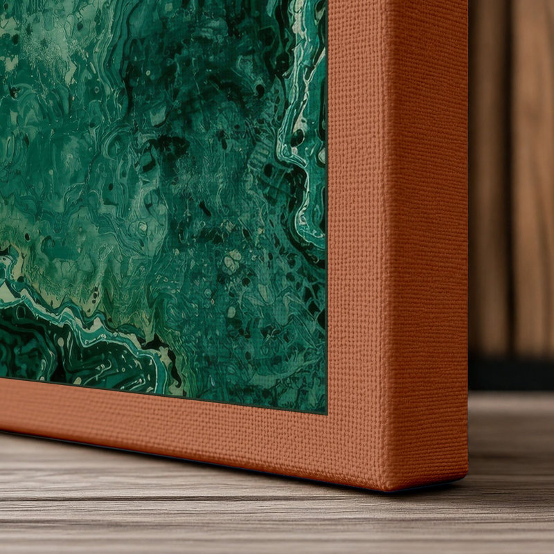 River Through Wilderness Landscape - Wrapped Canvas, 36x24 - 91.4 x 61.0 cm, Terracotta Border