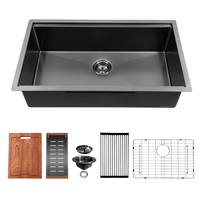 Évier de cuisine encastrable L 28 po x l 18 po avec accessoires