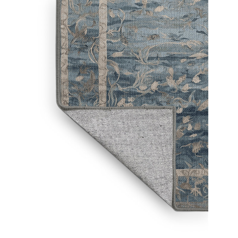 Machine Washable Gray Area Rug, Round 5'