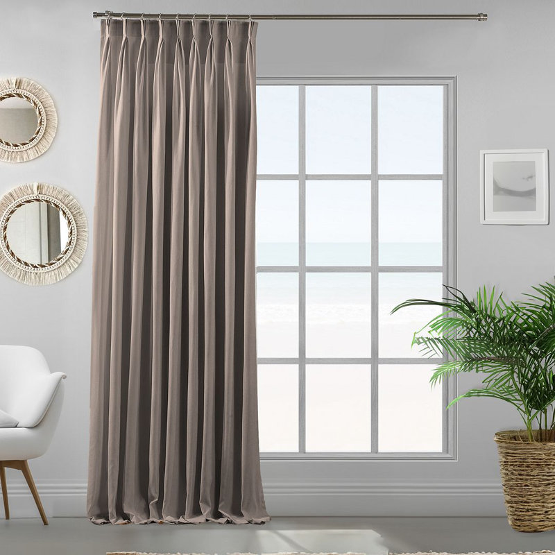 Panneau de rideau simple décoratif à double pincement très long et très large, Rose, L 100 po x L 95 po