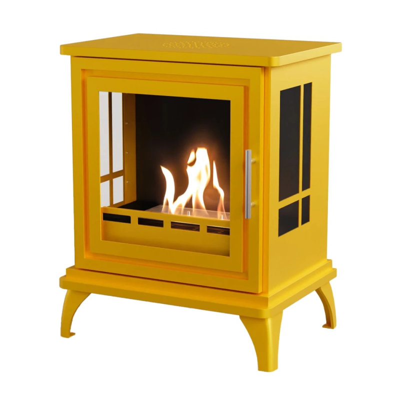 17 Stories 55 cm W Bio-Ethanol Fireplace with 683 BTU, Yellow