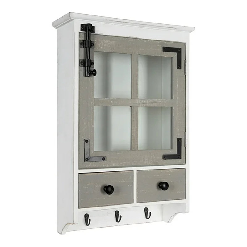 Organisateur de rangement mural Zofia Farmhouse, Blanc/gris