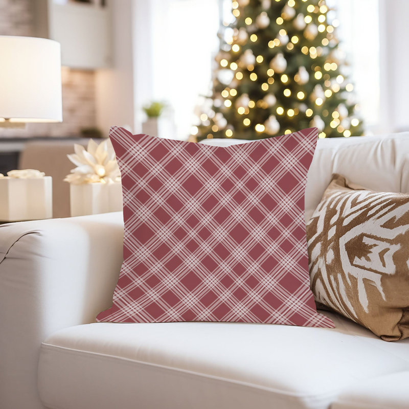 Retro Maroon Plaid Pattern IV, 18"H x 18"W