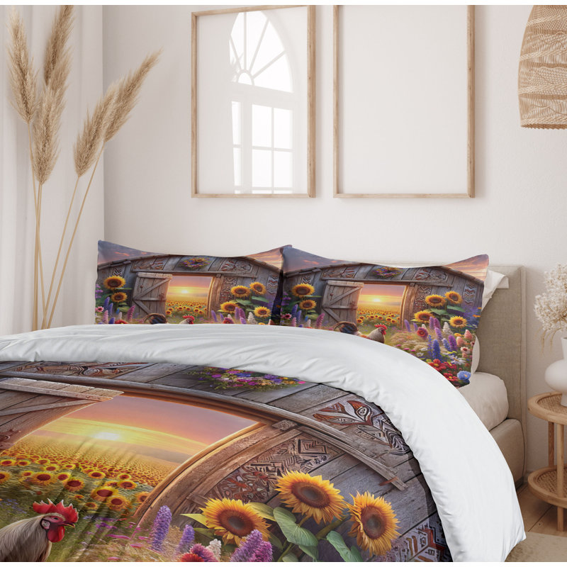 Rustic Duvet Cover, California King Duvet Cover + 2 Standard Shams