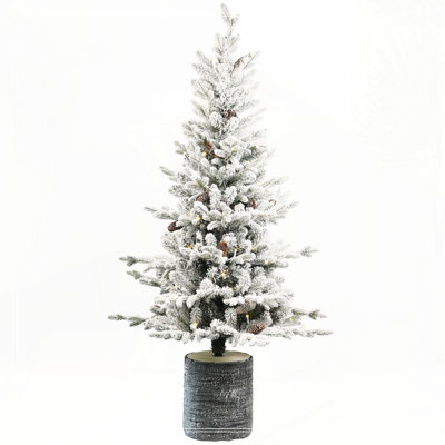 3FT Flocked Christmas Tree with Pot Base